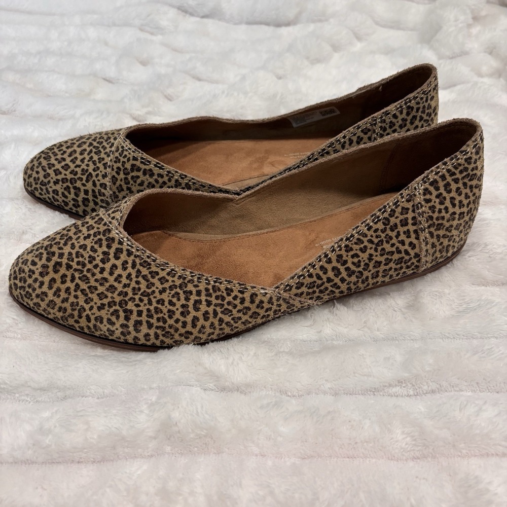 TOMS Leopard Cheetah Animal Print Slip On Flats Shoes Womens Size 9 - Picture 2 of 7